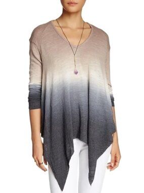 YOUNG FABULOUS & BROKE Ombré Longsleeve Sharkbite Hem Womens XS Oversized Boho